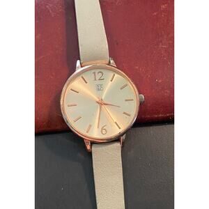 Women's 38mm Rose Gold Tone New York & Co Watch, Gray Band
